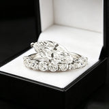 Classic Marquise Cut Sterling Silver  Engagement Ring