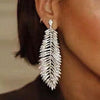 Stunning Paved Feather Earrings