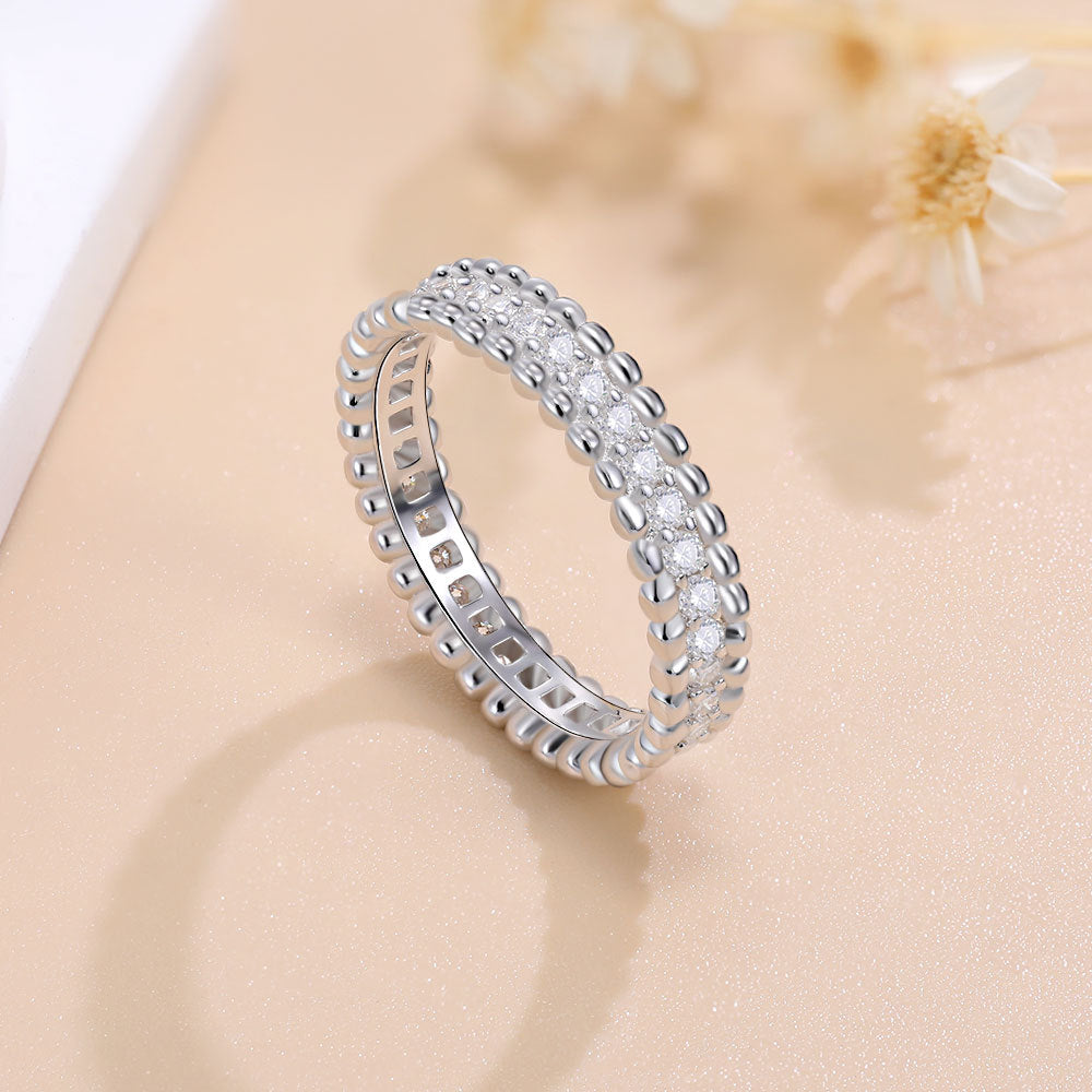Round Cut Paved Moissanite 18k Gold Plated Band
