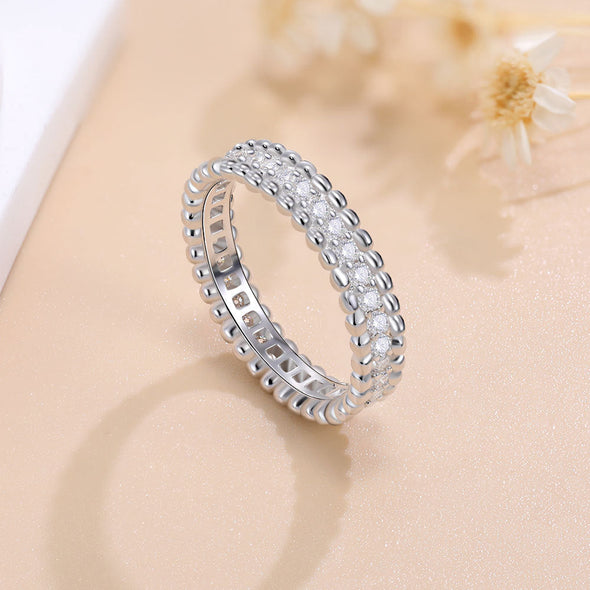 Round Cut Paved Moissanite 18k Gold Plated Band