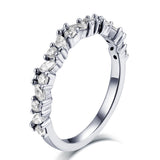 Flower Design Half Eternity Wedding Band in Sterling Silver