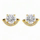 Moissanite Sparkling Smile Stud Earrings in Sterling Silver
