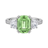 Emerald Cut Three Stone Engagement Ring in Sterling Silver