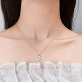 1ct Moissanite Flower Design Pendant Necklace in Sterling Silver