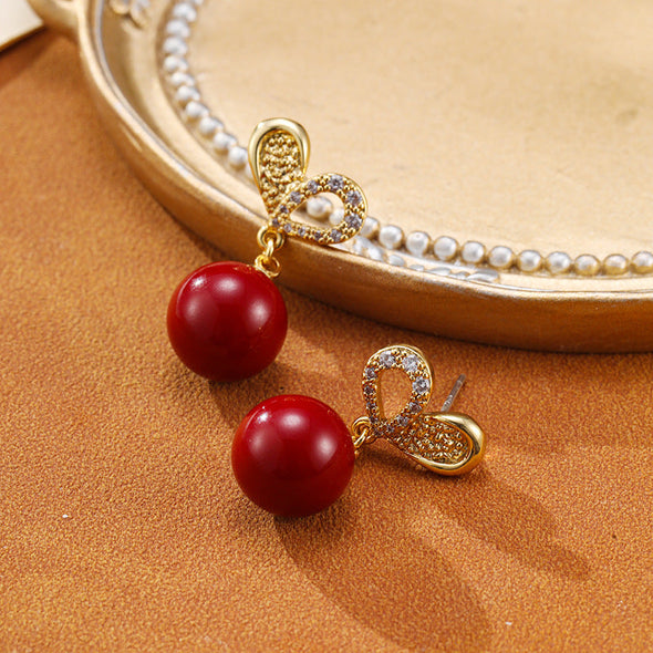 Elegant Heart Design Pearl Drop Earrings
