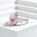 3.0ct Oval Cut Pink Three Stone Sterling Silver Engagement Ring