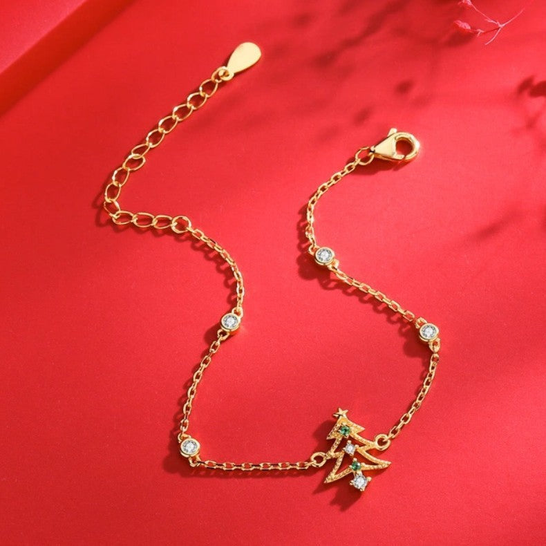 Golden Tone Sterling Silver Christmas Bracelet