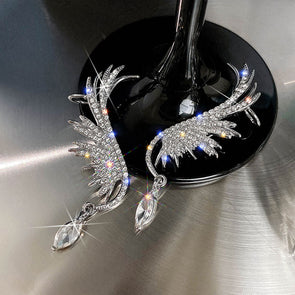 Paved Wing Design Stud Earrings