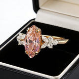 Marquise Cut Pink Simulated Diamond Sterling Silver Ring with Paved Setting