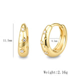Star Design Wide Huggie Hoop Earrings in Sterling Silver