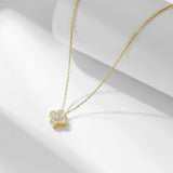 Sweet Four Leaf Clover Design Silver Necklace