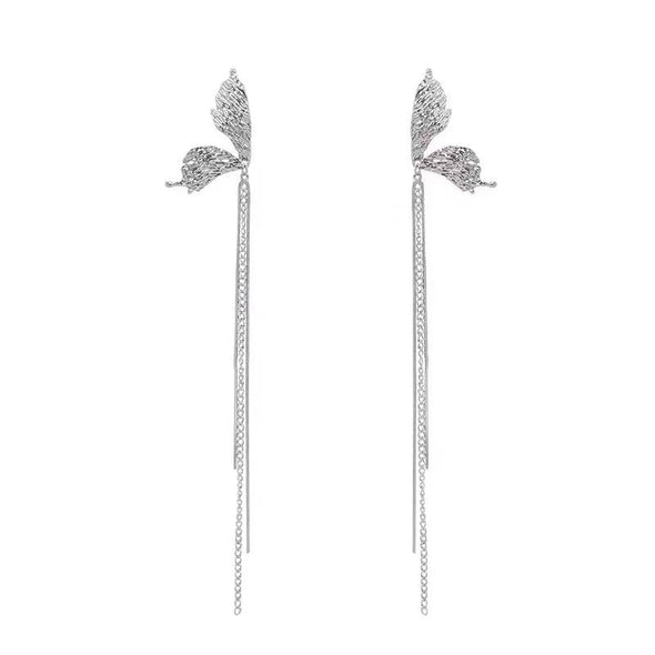 INS Fringe Chain Butterfly Wing Drop Earrings