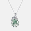 Snake Coiled Natural Green Moss Agate Pendant Necklace