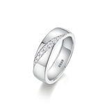 Men's Sterling Silver Moissanite Wide Band Ring with Pave Setting Design