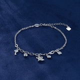 925 Sterling Silver Creative Bell and Key Christmas Bracelet for Women