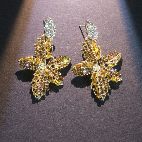 Maple Leaf Design Drop Earrings