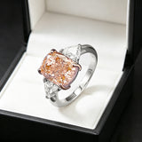 Cushion Cut Padparadscha Sterling Silver Engagement Ring