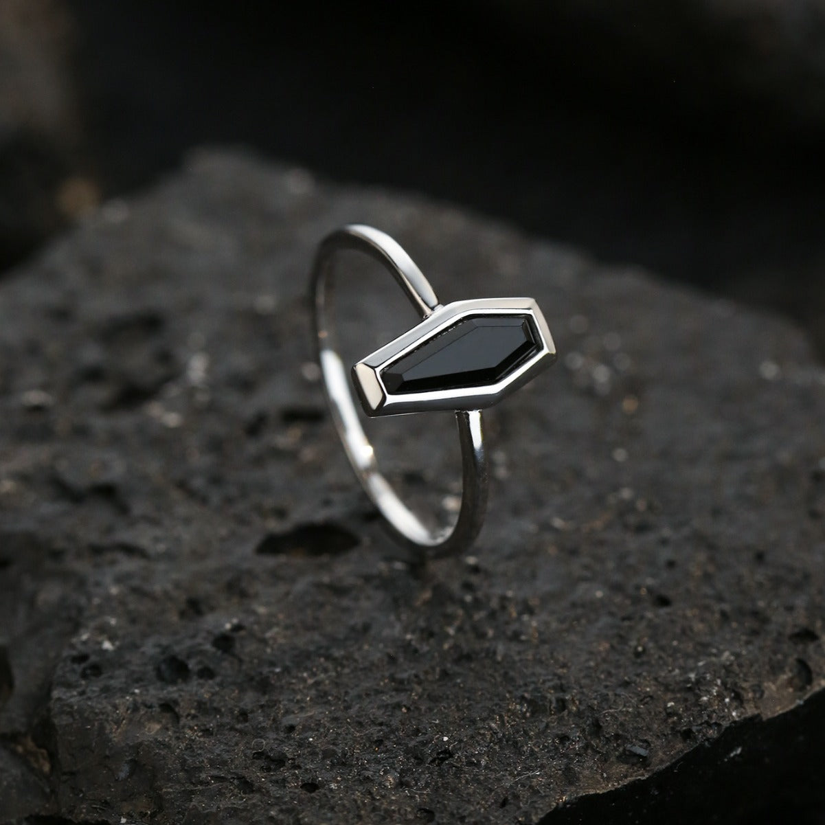 Simple Black Onyx Sterling Silver Ring