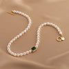 Vintage Pearl & Emerald Green Gemstone Choker