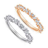 Flower Design Half Eternity Wedding Band in Sterling Silver
