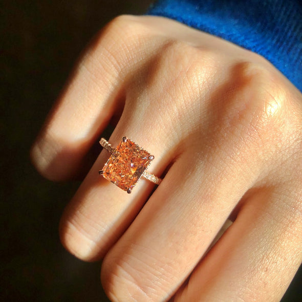 Elegant Rose Golden Engagement Ring in 925 Sterling Silver