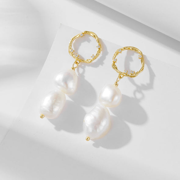 Vintage Baroque Pearls Drop Earrings