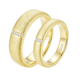 Italian Brushed Moissanite Couple Rings in Sterling Silver