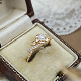 Vintage Flower Design Moissanite Engagement Ring