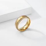 Men's Double Row Sparkling Band Ring in Gold Tone