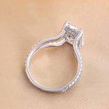 Exquisite Split Shank Radiant Cut Engagement Ring In Sterling Silver