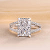 Exquisite Split Shank Radiant Cut Engagement Ring In Sterling Silver