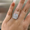 Luxurious Split Shank Halo Cushion Cut Sterling Silver Engagement Ring
