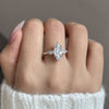 Dainty Three Stone Marquise Cut Sterling Silver Engagement Ring