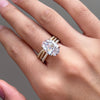 2PC Oval Cut Golden Tone Sterling Silver Bridal Set
