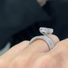 2PCS Radiant Cut Ring With Baguette Band Bridal Set in Sterling Silver