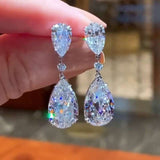 Pear Cut Sterling Silver Drop Earrings