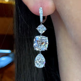 Antique Cushion & Pear Cut Sterling Silver Drop Earrings