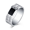 Round Cut White Sapphire Titanium Steel Wedding Band