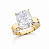 Cushion Cut Solitaire with Pavé Band Sterling Silver Bridal Set