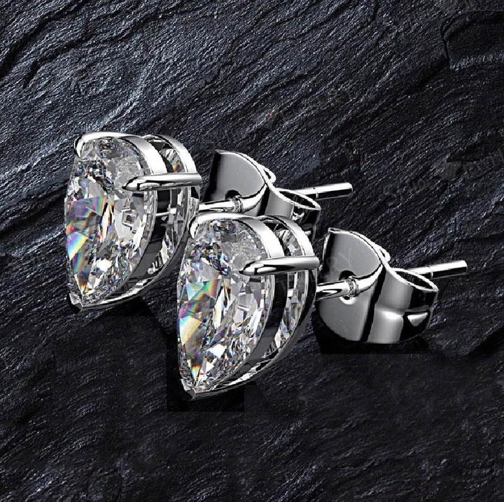 Pear Cut Stud Earrings in Sterling Silver