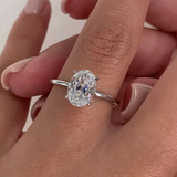 Oval Cut Solitaire Ring In Sterling Silver