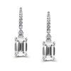 Emerald Cut 925 Sterling Silver Drop Earrings