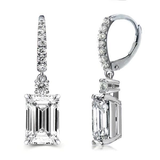 Emerald Cut 925 Sterling Silver Drop Earrings