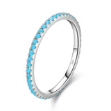 Eternity Turquoise Ring Stackable Wedding Band in Sterling Silver