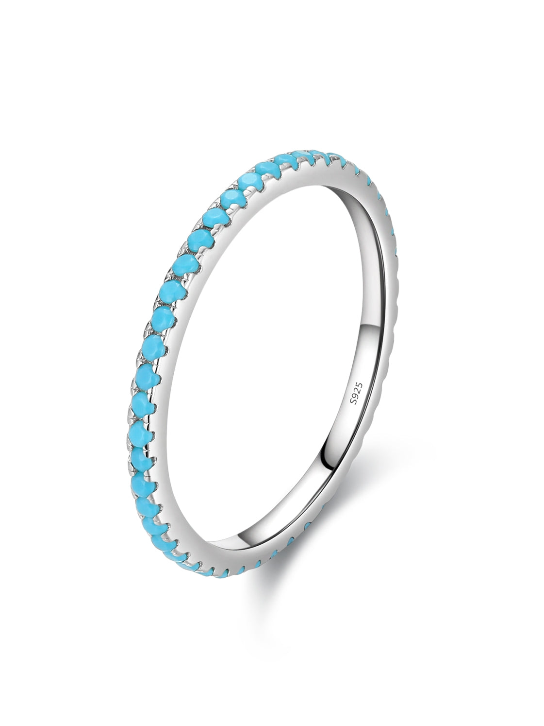 Eternity Turquoise Ring Stackable Wedding Band in Sterling Silver