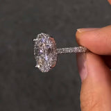 Oval Cut Hidden Halo 925 Sterling Silver Engagement Ring