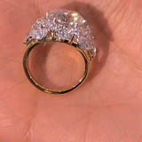 Luxury Round Cut Floral Cluster Halo Sterling Silver Engagement Ring