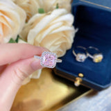 Vintage Cushion Cut Halo Design Yellow Sterling Silver Ring
