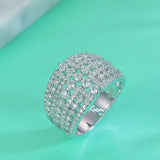 Luxury Moissanite 18K White Gold Plated Sterling Silver Band