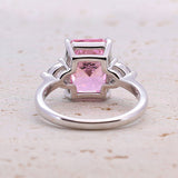 4.0CT Three Stone Pink Sterling Silver Engagement Ring (Multi Color Available)